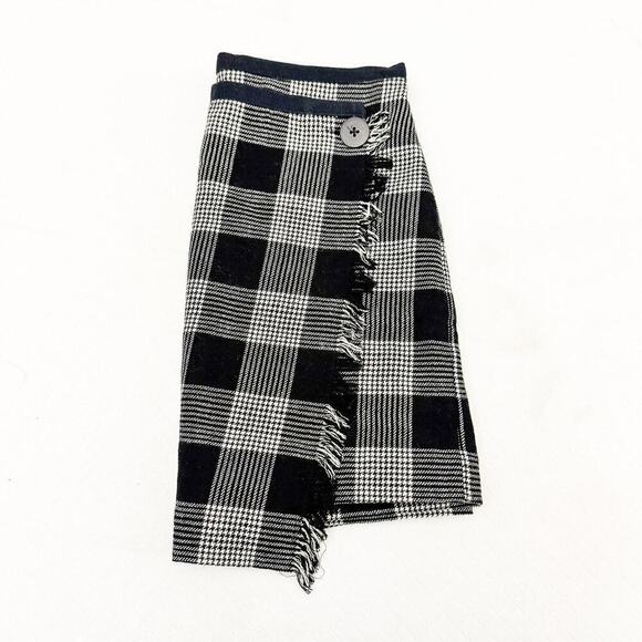Madewell Flannel Houndstooth Fringe Accent Mini Skirt Size 00 - Picture 5 of 5